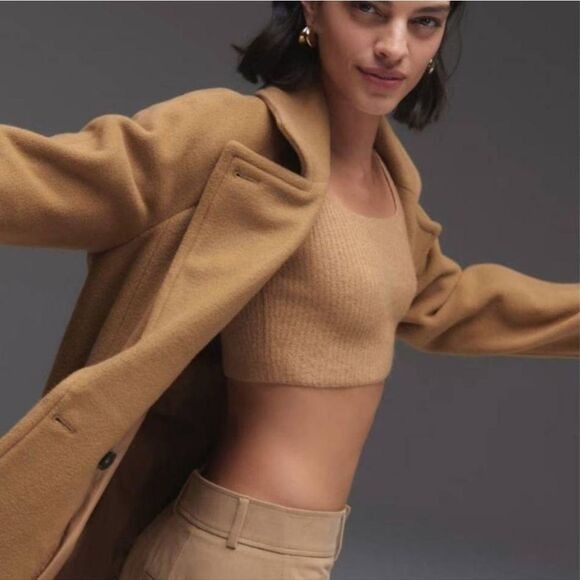 NWT Everlane Wool Blend The Cozy-Stretch Cropped Tank Top Ribbed Knit Tan - Picture 3 of 9